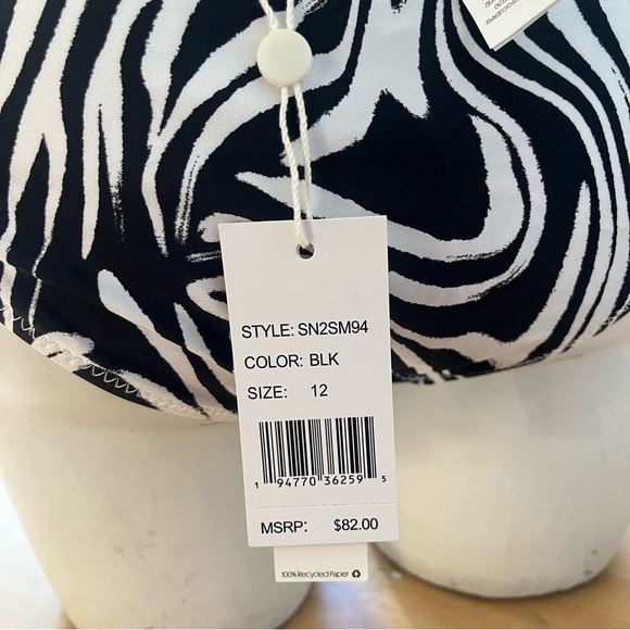 New Sunshine 79 Two Piece Bikini Set Black and White Zebra Print Women's Size 12 - Picture 8 of 11